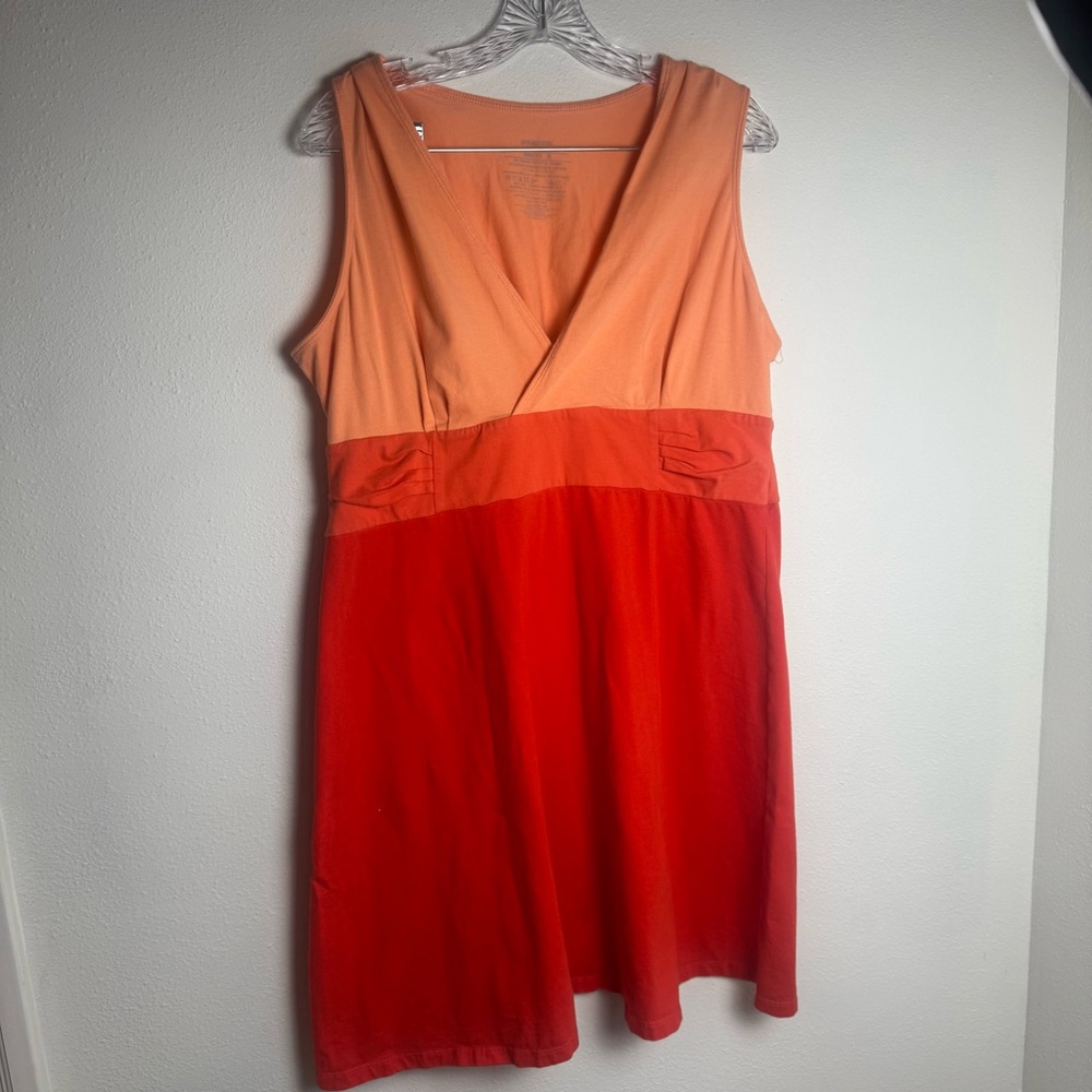 Patagonia Orange and‎ Red Midi Dress Tank criss cross Bright Quality Athletic